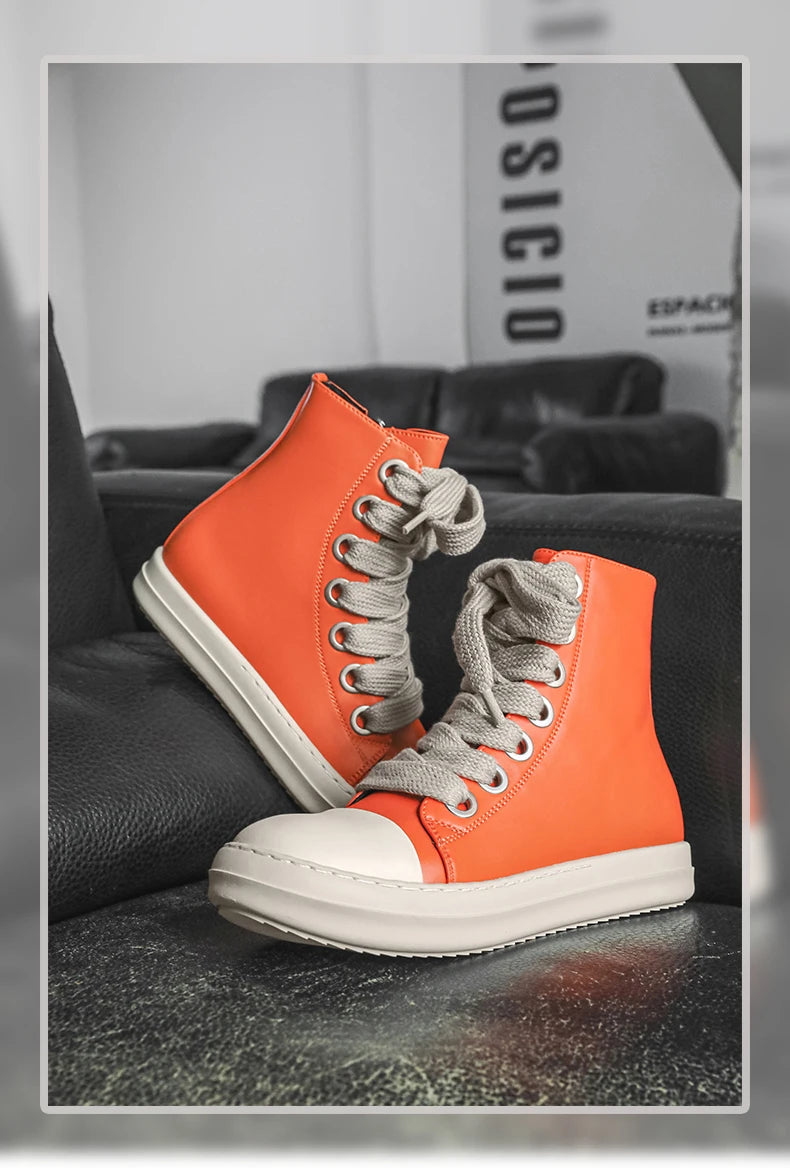 Unisex Autumn Winter High-Top Orange Sneakers Fashion