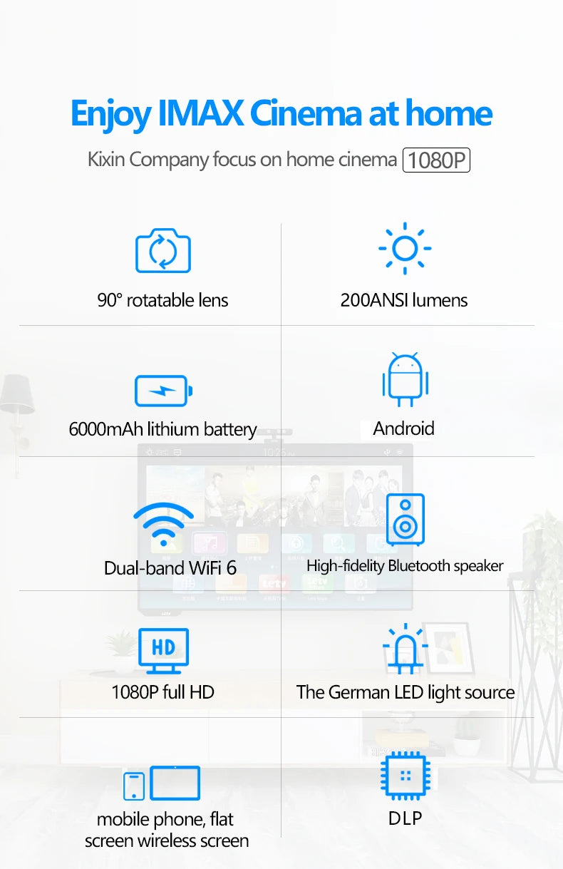 Máy Chiếu KIXIN K5 4K Mini - Rạp Phim Di Động Android 11 - Daisan Mart