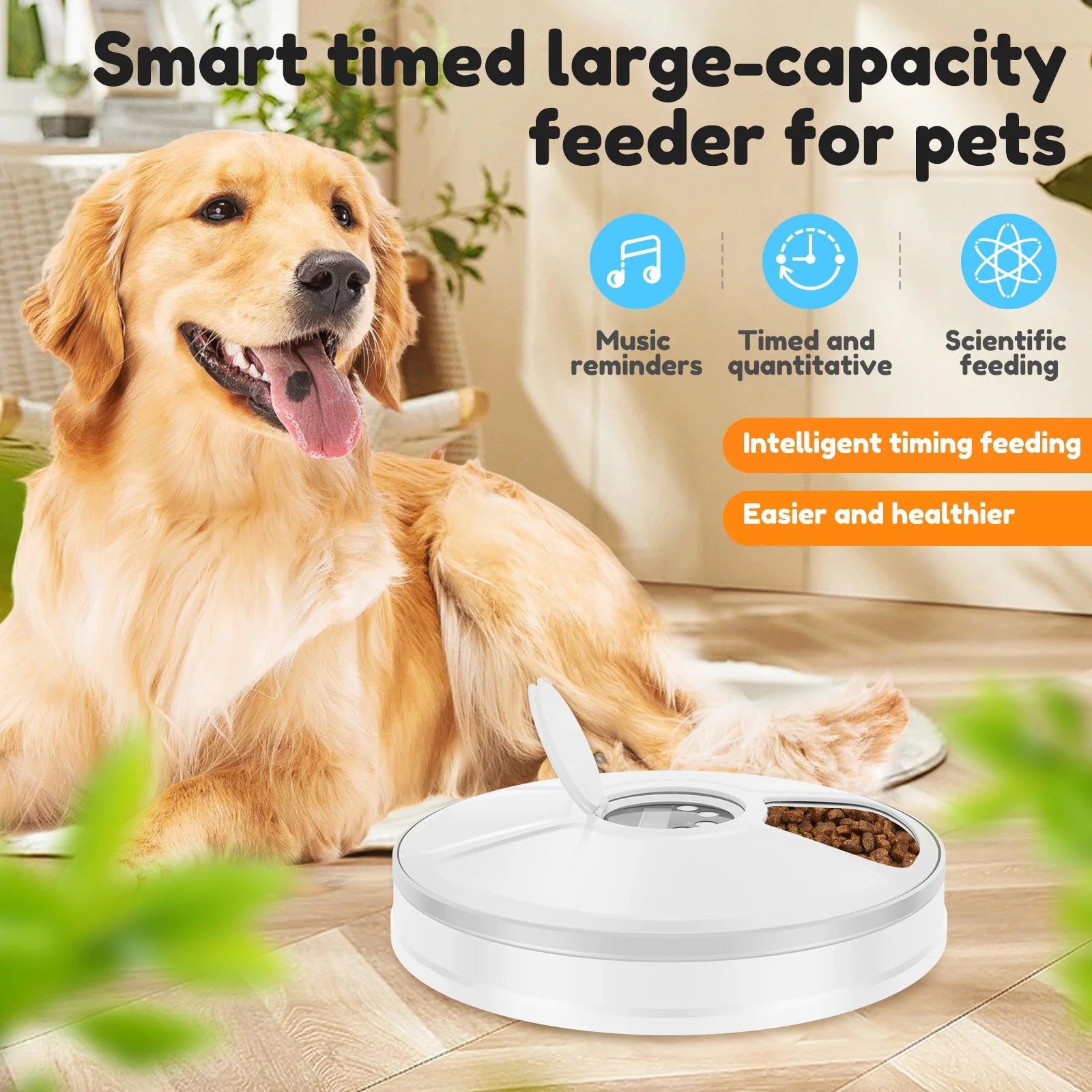 Pet Automatic Timing Feeder Intelligent Pet Feeder with Timer 6 Meals Pet Dry Wet Food Dispenser Automatic Pet Bowl Supplies - Daisan Mart