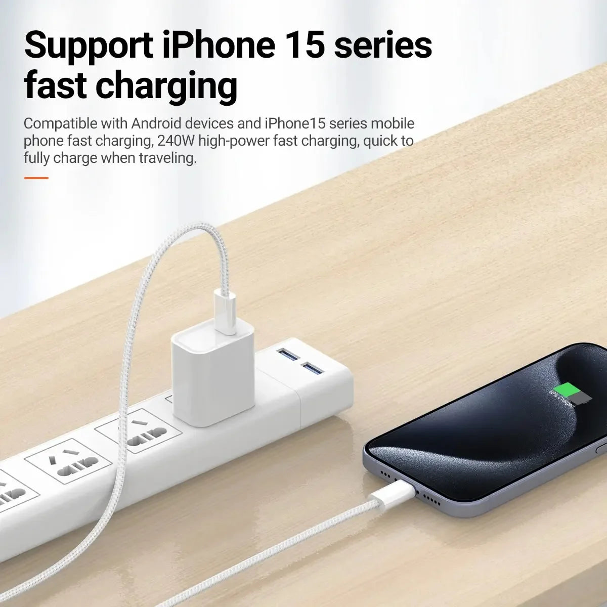 Cáp Sạc Nhanh USB-C 240W Cho iPhone 15/MacBook 2M - Daisan Mart