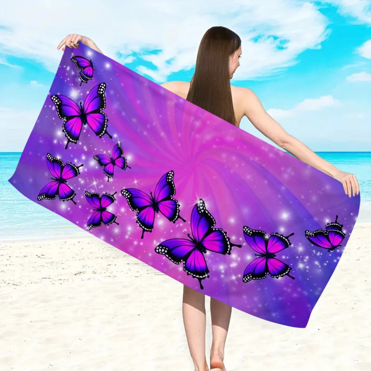 Khăn Tắm Bướm Boho Mancharo Hoa Văn Dân Tộc