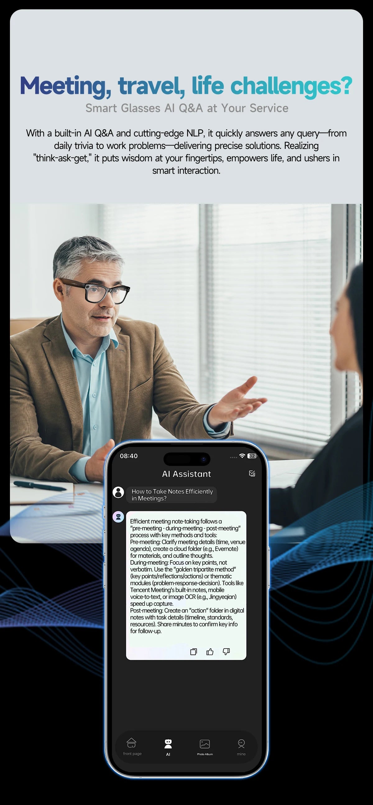 AI Smart Glasses 2025: Sharp Camera &amp; Bluetooth Music