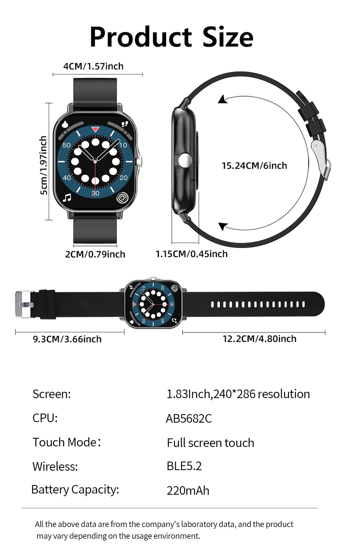 Đồng Hồ Thông Minh 1.83 Gọi BT, Theo Dõi Sức Khỏe