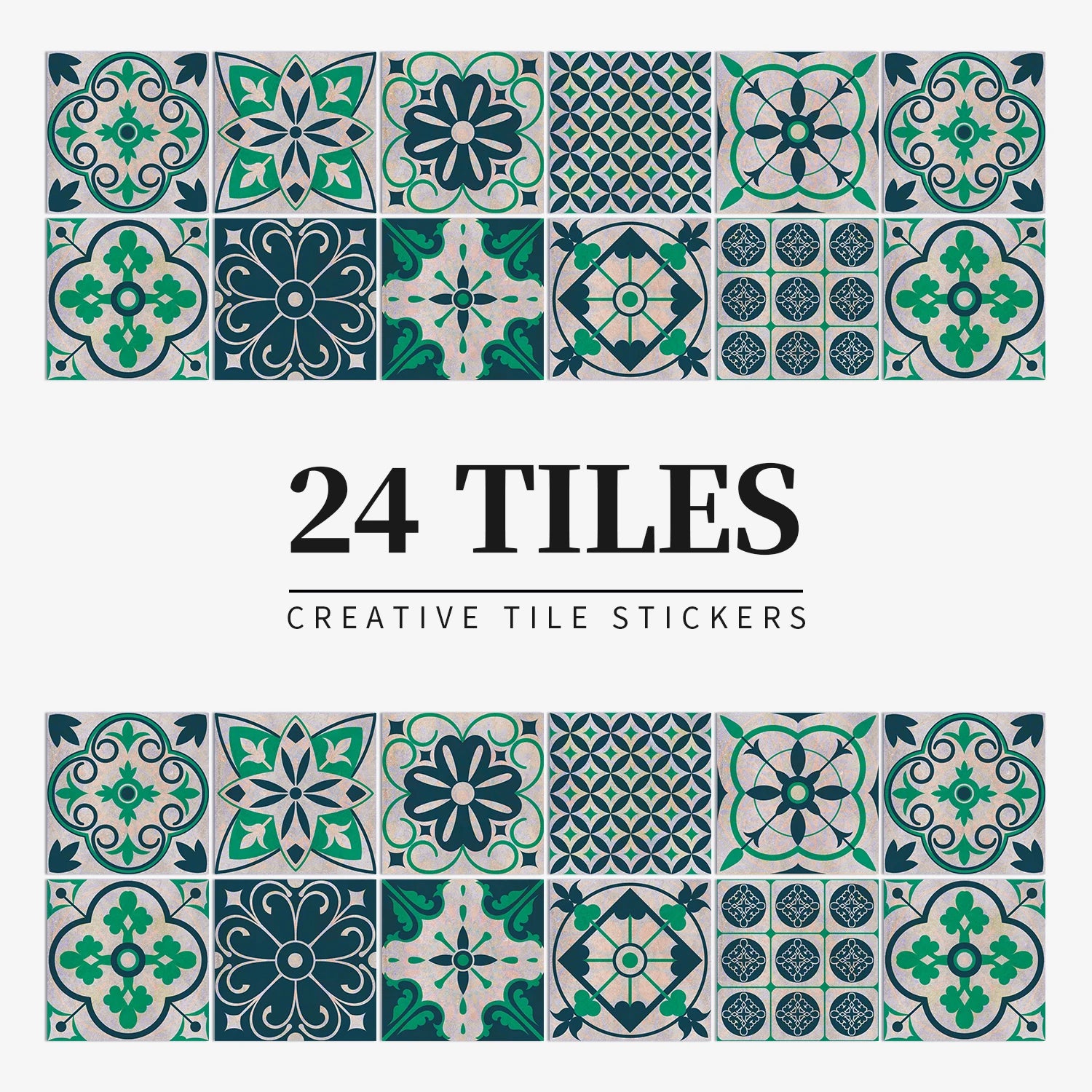 24Pcs European retro style Art Tile Wall Stickers With Self Adhesive Removable Bathroom Kitchen Waterproof Pvc Decal Wallpaper