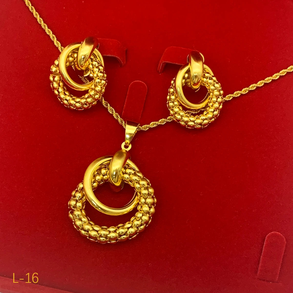 High-end 24K Indian Dubai Gold Jewelry Set for Party