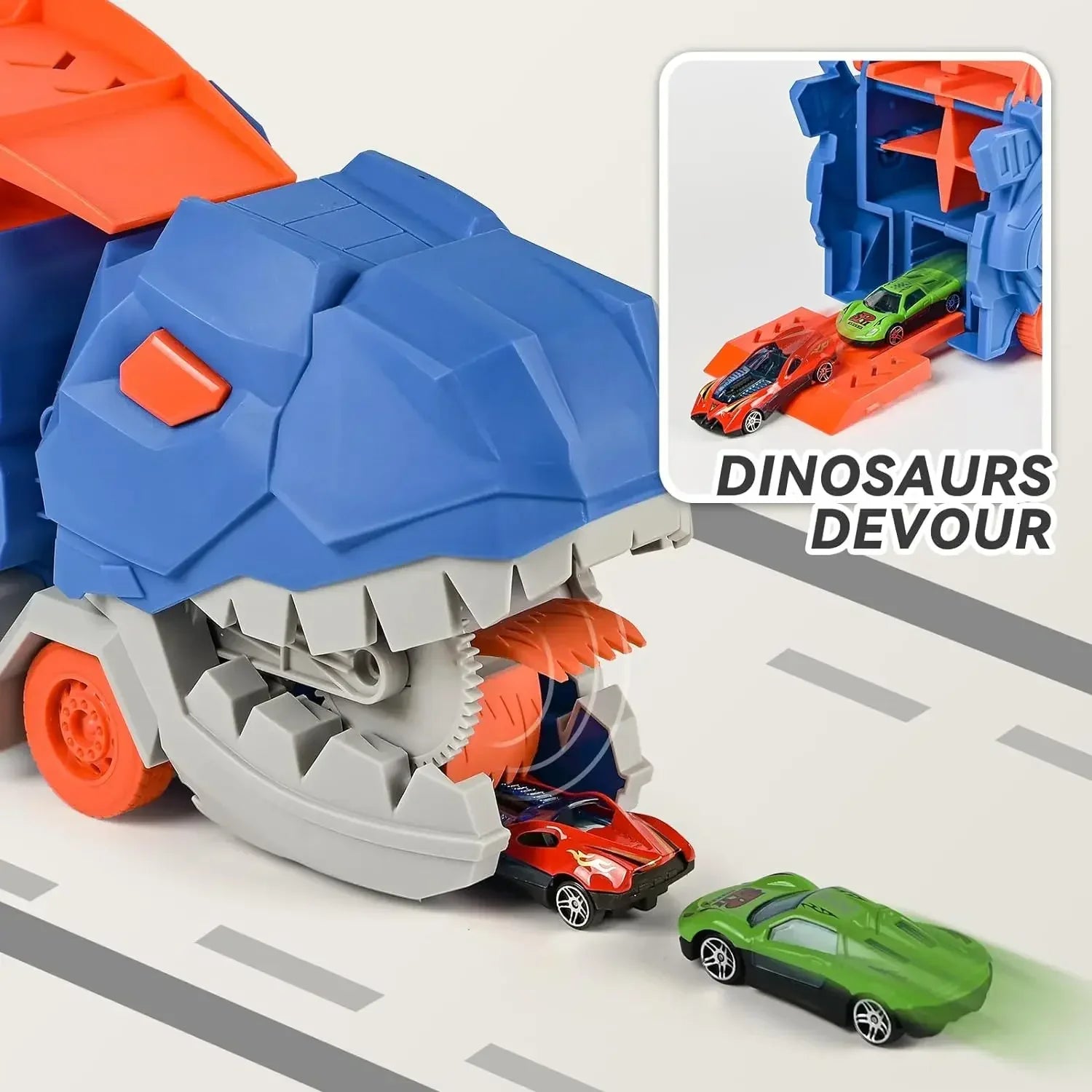 Đồ Chơi Xe Vận Chuyển Khủng Long Thành Phố 4 Xe Hợp Kim - Daisan Mart