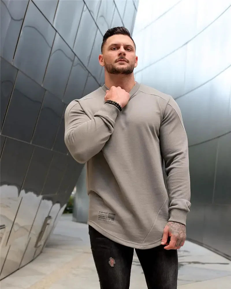 Men's Slim Fit Long Sleeve Gym T-Shirt Fashion 2025