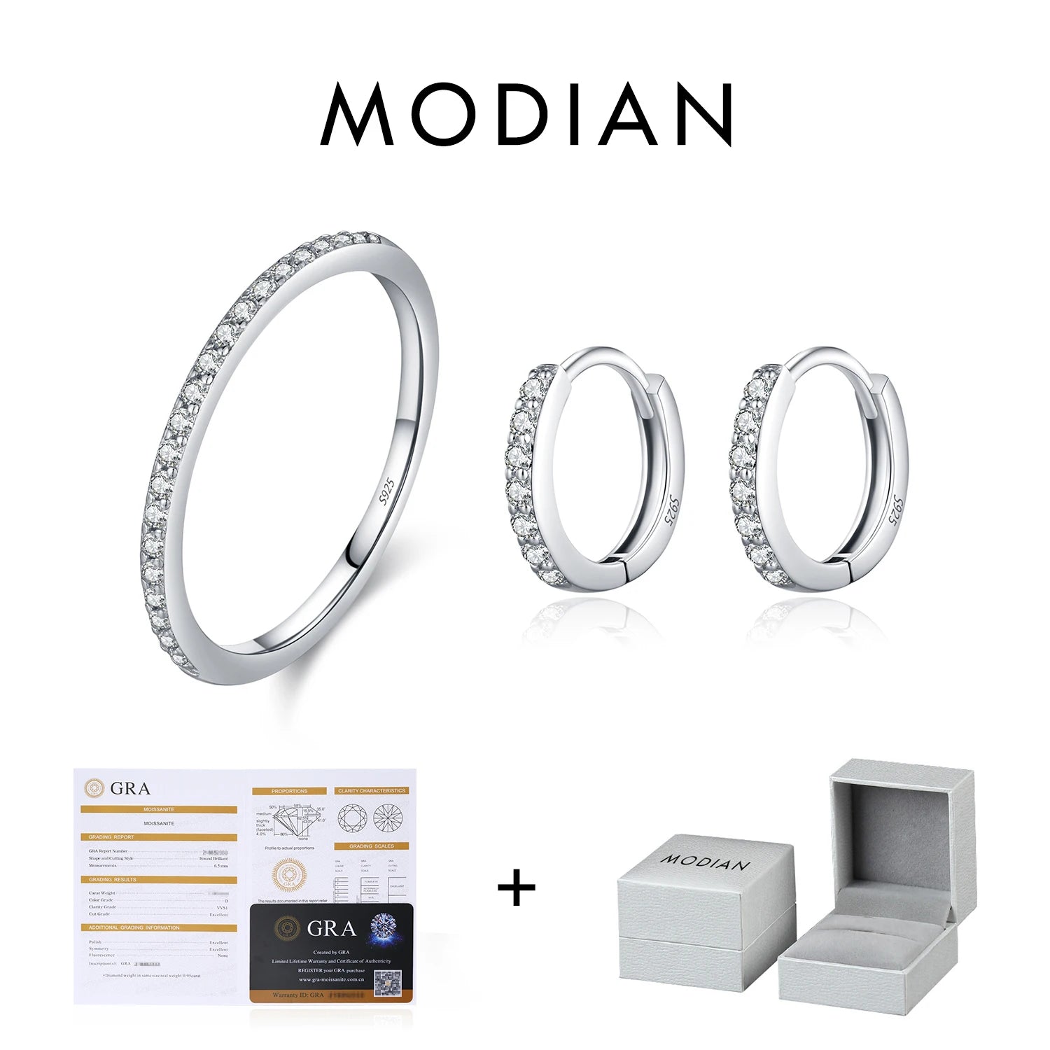 MODIAN D Moissanite Simple Earrings 925 Silver For Women