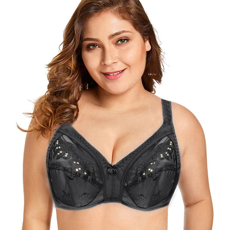 Wire-Free, Molded, Lace Support Bra for Moms