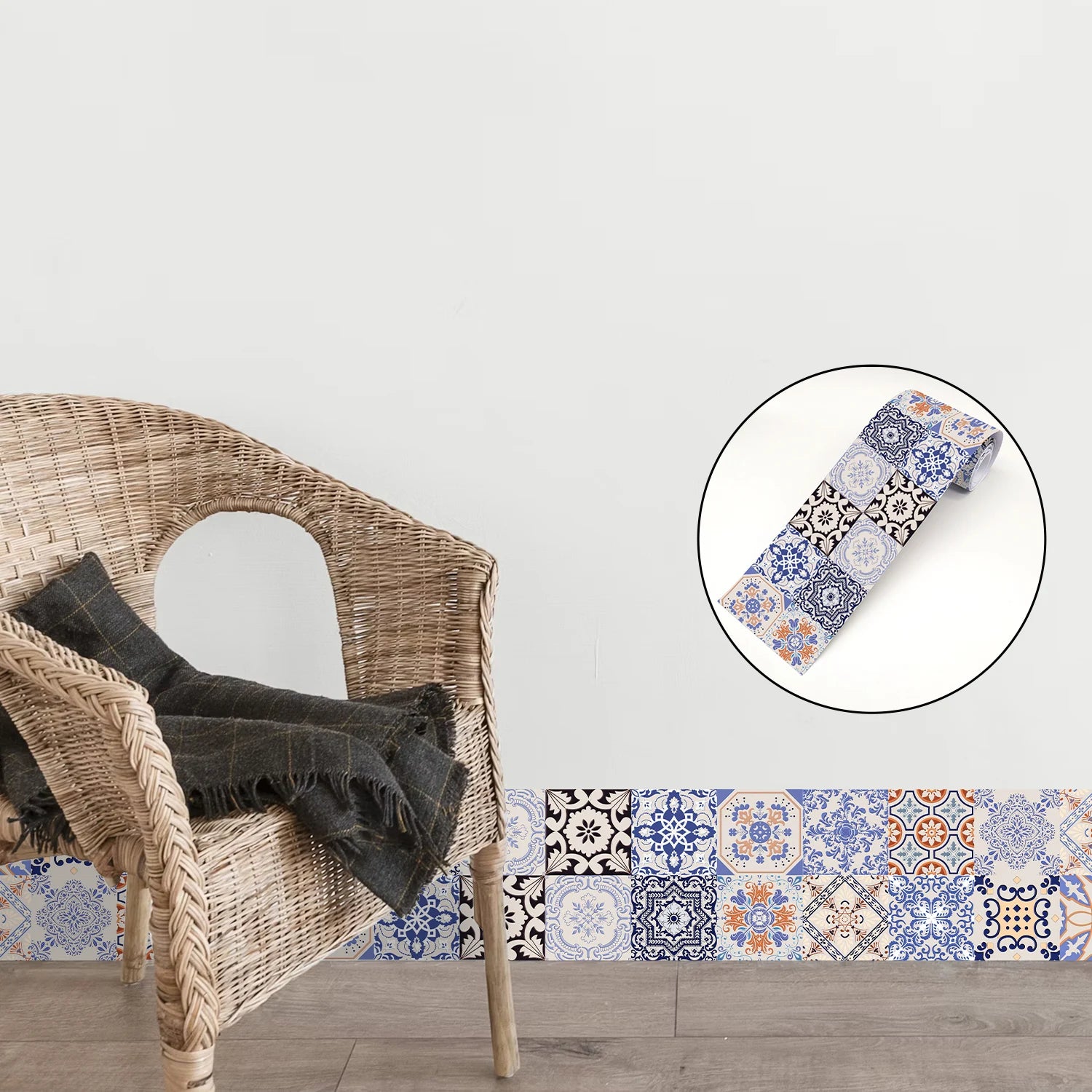 Bohemian Style Ceramic Tile Wall Sticker Bathroom Kitchen BackSplash Bathroom Waterproof Peel &amp; Stick Home Decor Art Wall Decals