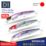 D1 Multi Piece Set Floating Minnow Fishing Lure 120mm 145mm Flash Flake Assassin Floating Hard Bait For Pike Bass Tackle