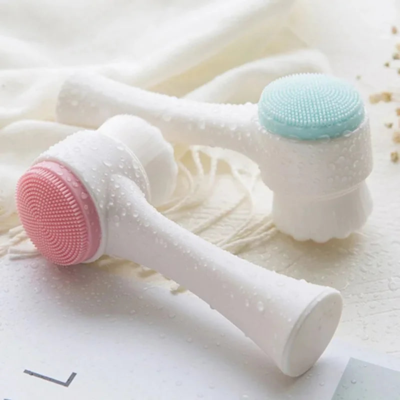 Double-sided soft exfoliating 3D silicone facial brush