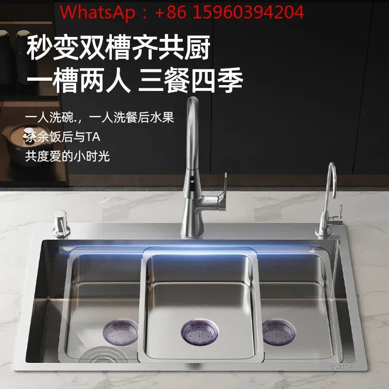 304 stainless steel sink kitchen large single  household  85x45 - Daisan Mart
