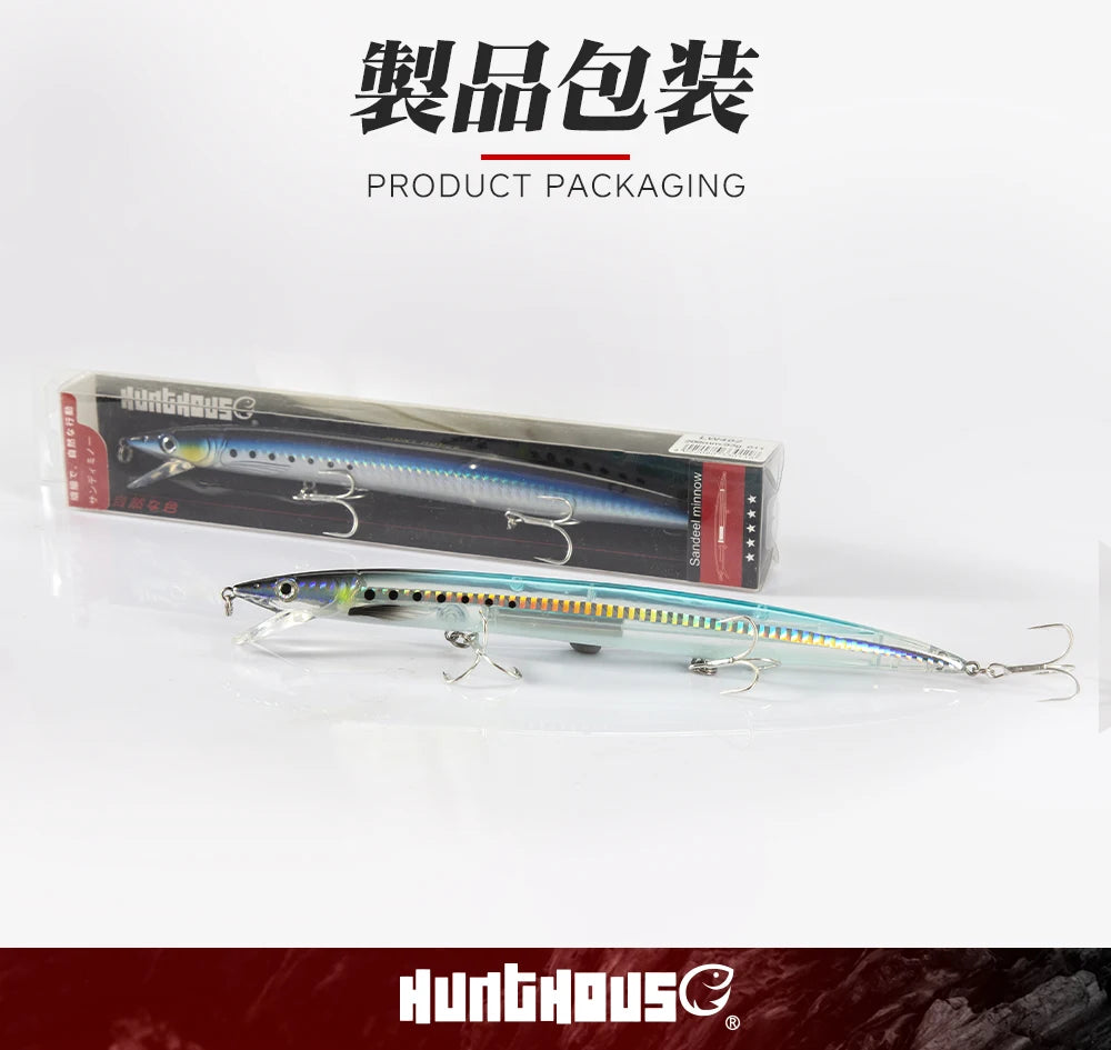 Hunthouse Floating Minnow Fishing Lure 143mm 14g Sandeel Jerkbait Wobblers Minnow Biat Fishing Tackle For Sea Bass Pike LW402