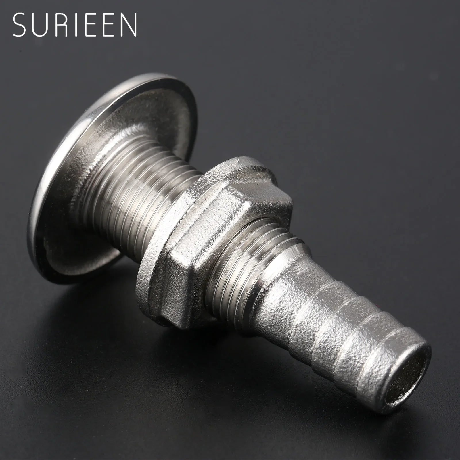 Corrosion Resistance Boat Outlet Drain Joint Marine 316 Stainless Steel Barbed Boat Thru Hull Fitting for 1/2" and 3/4"Hose Barb
