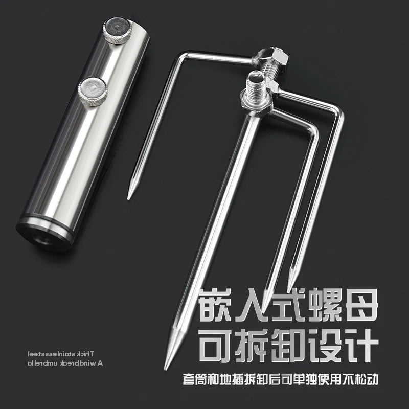 Ô Câu Cá Inox Chịu Lực, Chân Đế 4 Chân Chống Gió