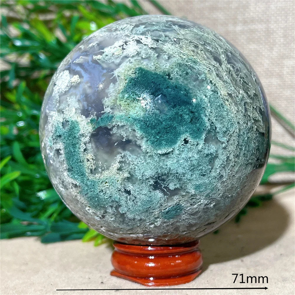 Moss Agate Ball - Spiritual Power &amp; Decoration