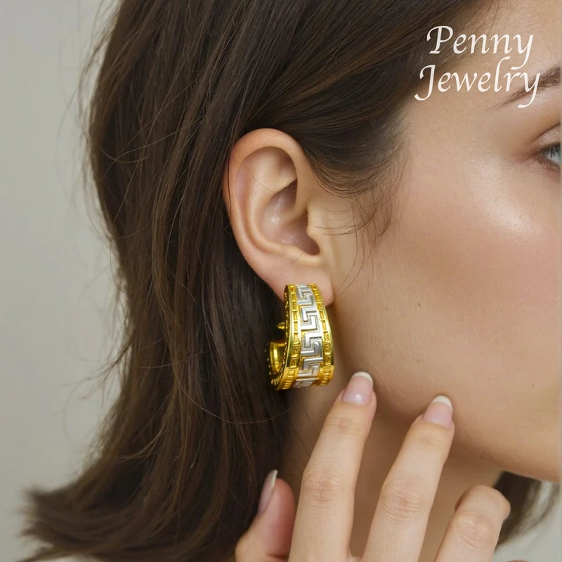 3-Color Gold-Plated Jewelry Set, Necklace &amp; Earrings for Women