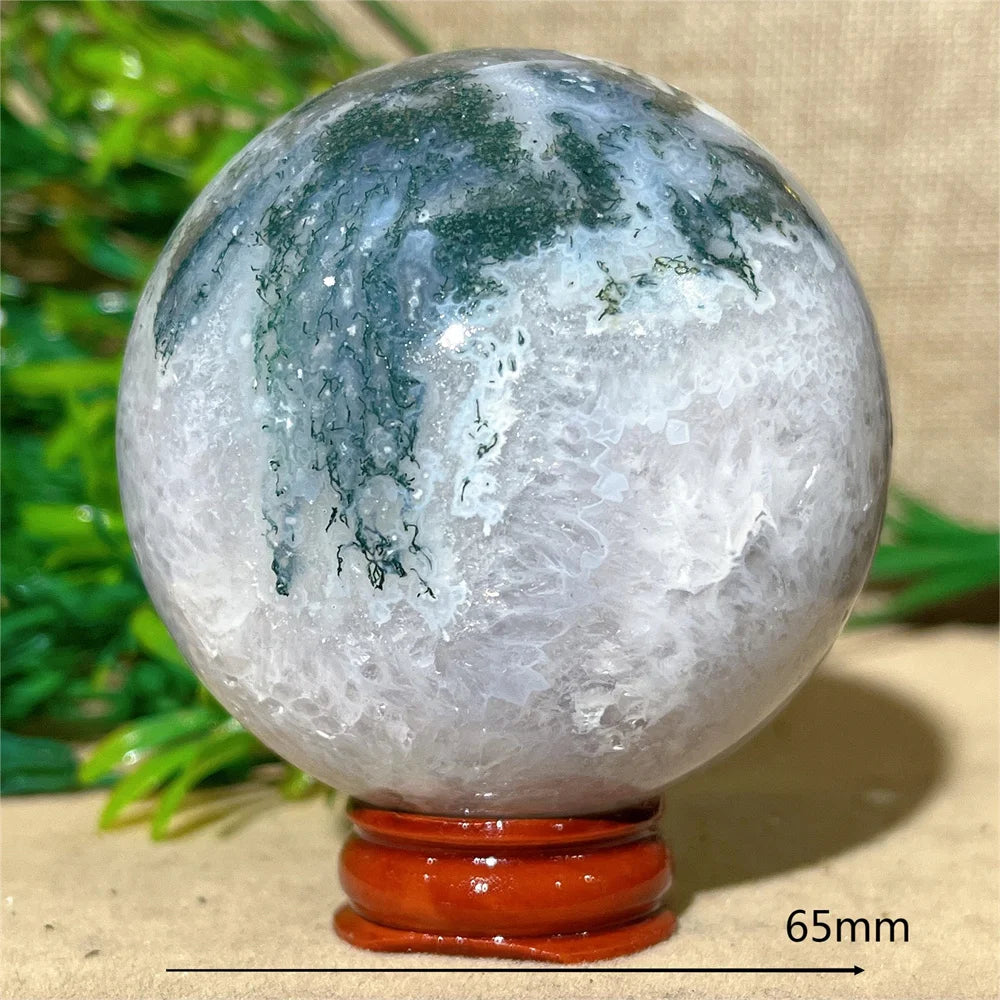 Moss Agate Ball - Spiritual Power &amp; Decoration