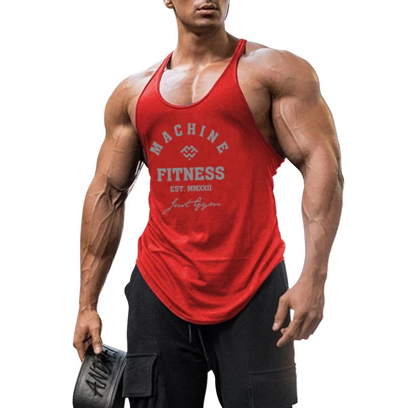 Áo Tank Tập Gym Nam Y Back Cotton Không Tay Bodybuilding
