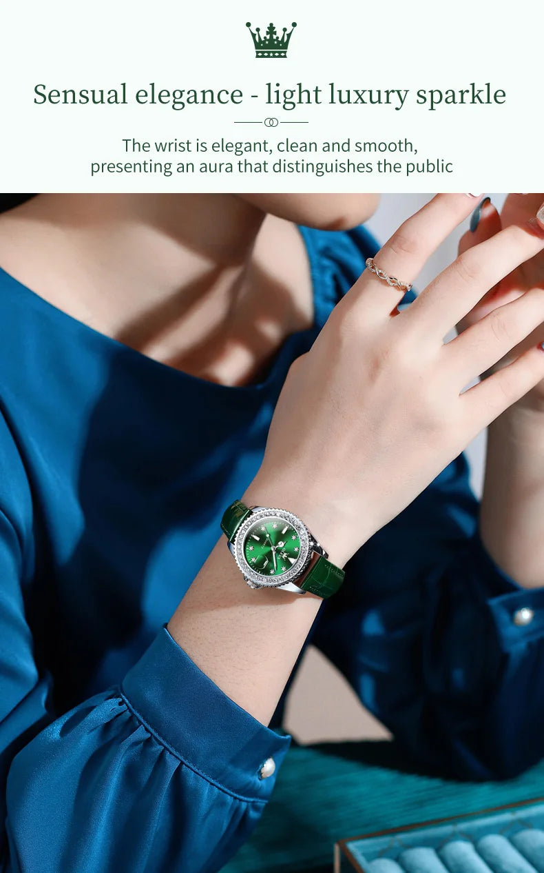 OLEVS 9945 luxury women's watch, studded with stones, date calendar