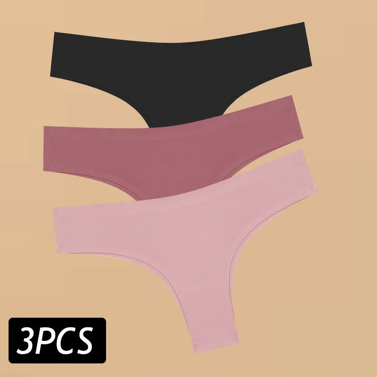 Set of 3 Sexy Ice Silk Low-Waist Ultra-Thin Women's Panties