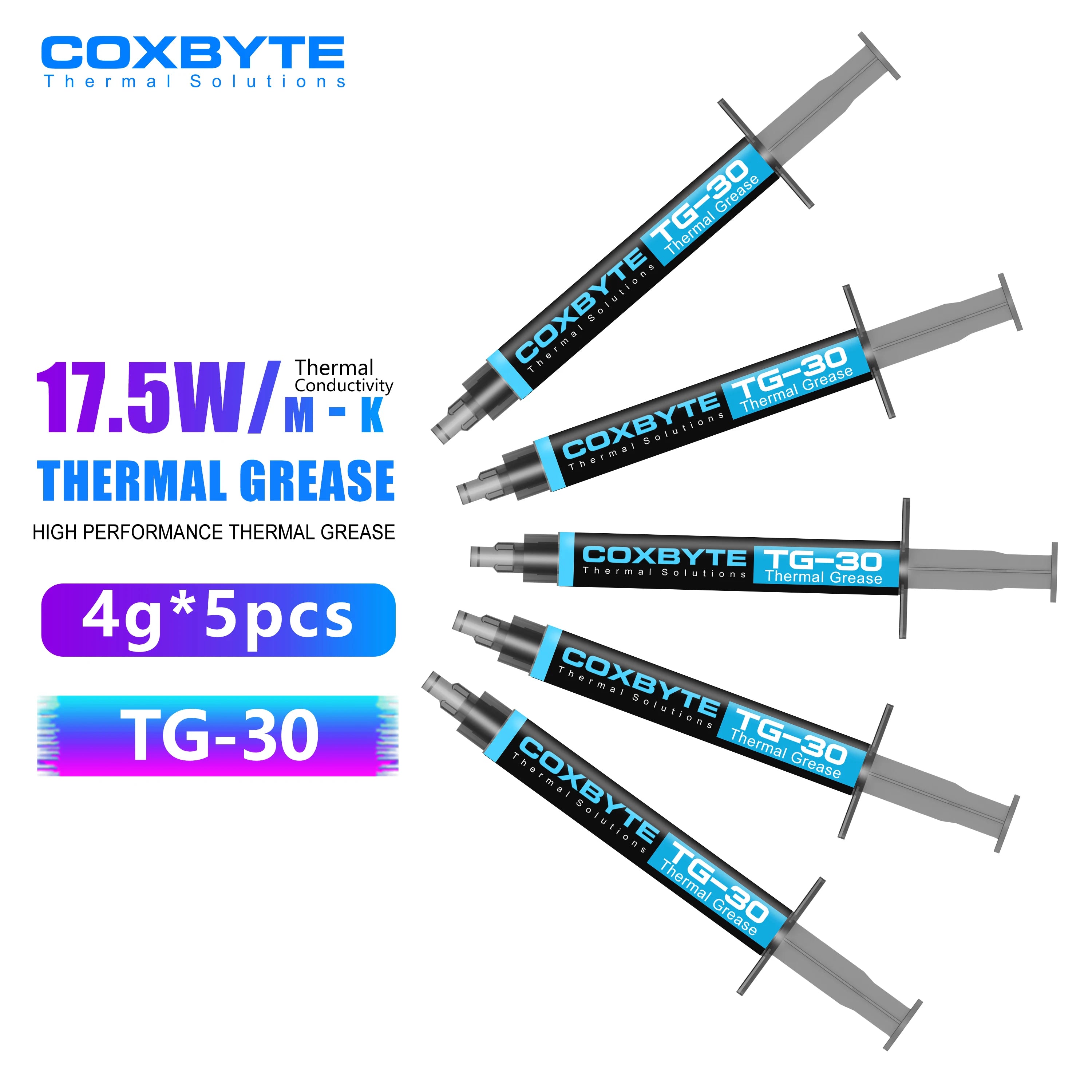 Coxbyte TG-30 Thermal Paste 17.5W-mk for AMD Intel Processor CPU Cooler Computer Cooling Fan VGA GPU Compound Heatsink Plaster