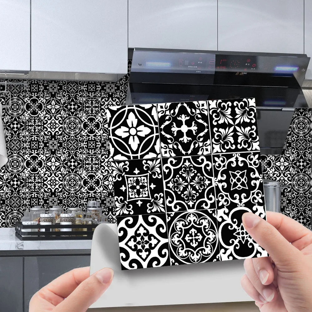 10pcs/set 3D Mosaic Tiles Sticker Self Adhesive Waterproof Wall-Tiles for Kitchen Bedroom Bathroom Walls Backsplashes Decoration