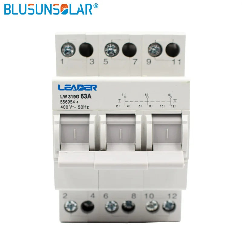 2P/3P Din Rail AC 4000V 32A 63A Dual Power Manual Transfer Switch Interlock Circuit Breaker Rail Type MTS