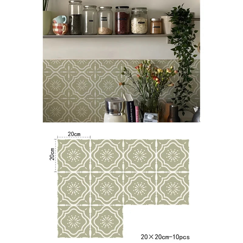 Tile Stickers for Home Decor, 3 color Star Vinyl Decals, Self Adhesive Decal, Kitchen Backsplash, Modern Midcentury Style
