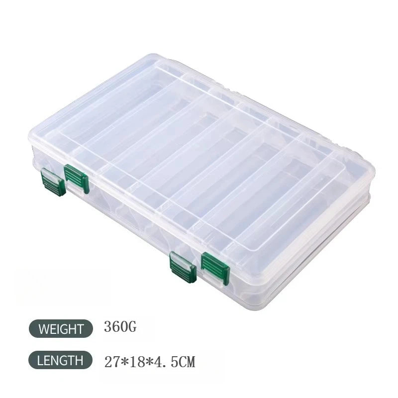 Double Sided 14/10 Compartment Fishing Tackle Box For Sea Fishing Lure Bait Hook Accessories extra-large space Storage Box