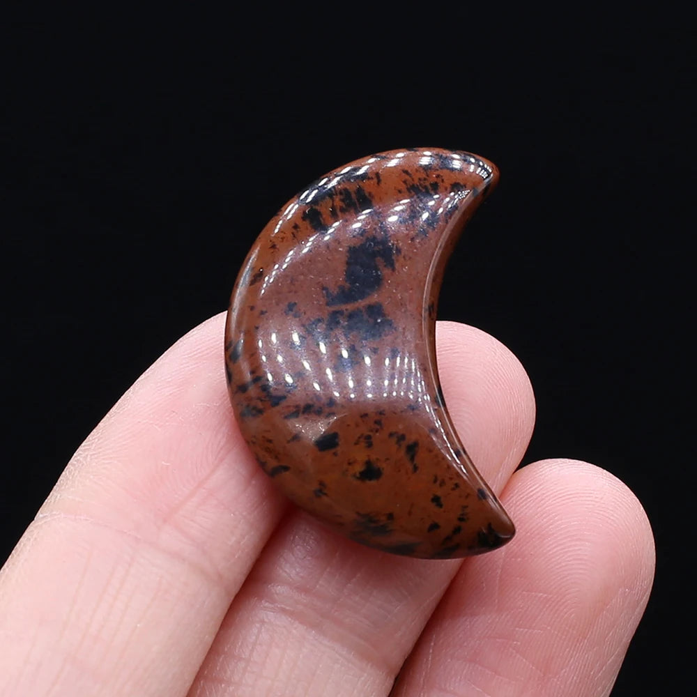 Feng Shui Rose Quartz Natural Stone Moon Statue