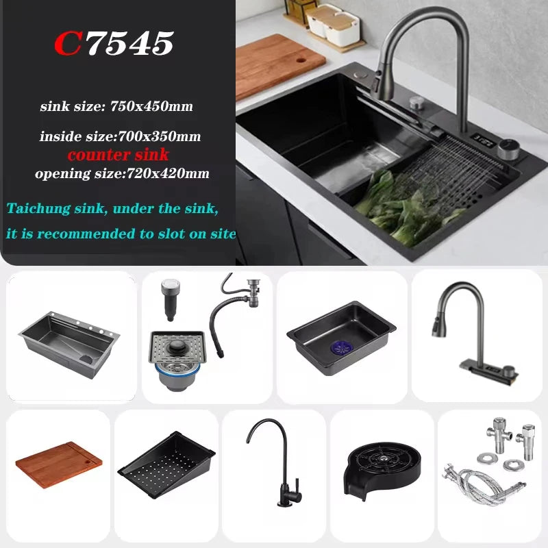 Gunmetal Gray Smart Sink LED Temperature With Faucet
