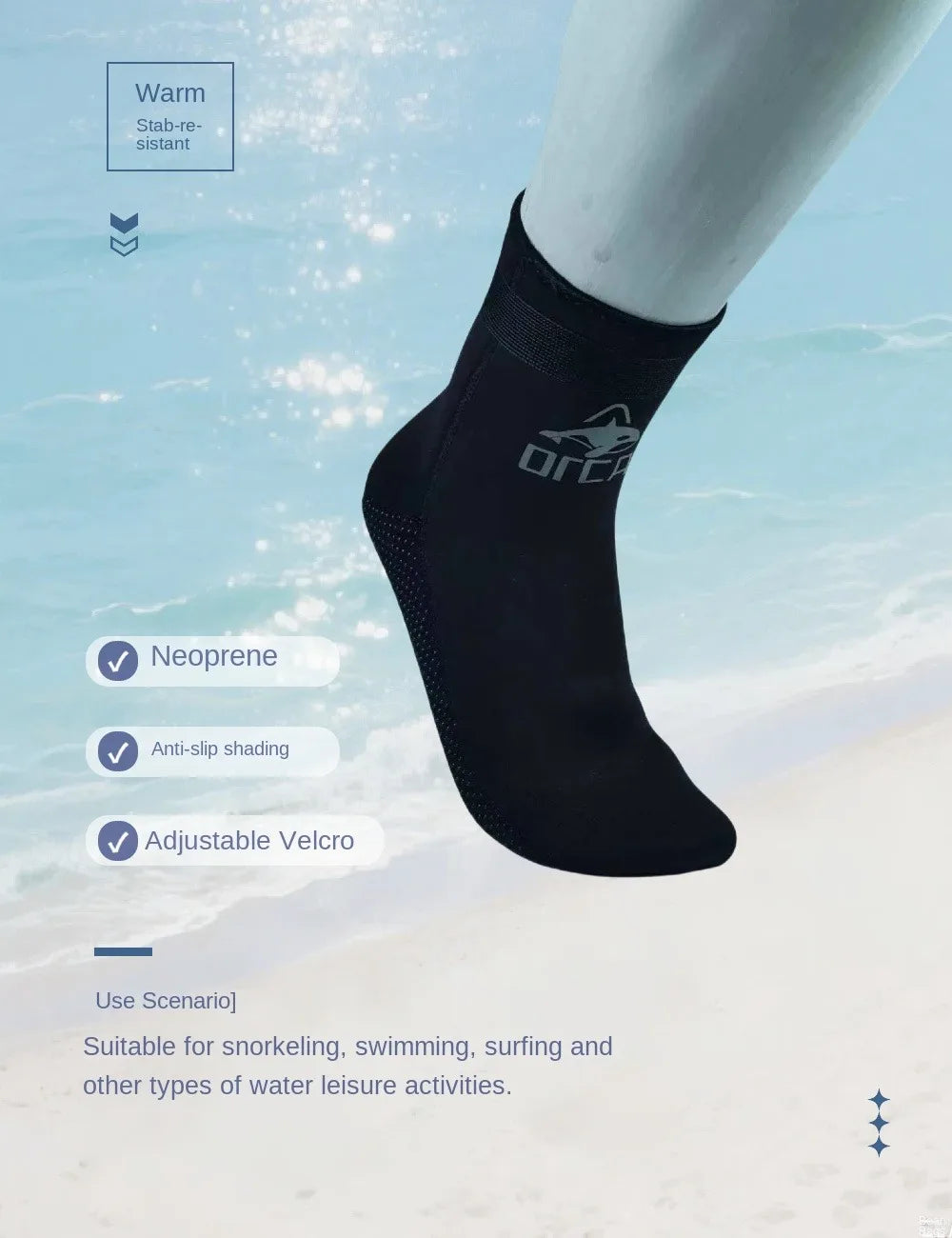 3mm Neoprene Socks Wetsuit Shoes Non Slip Surf Swim Fins Socks Warm Beach Boots for Snorkeling Diving Water Sports
