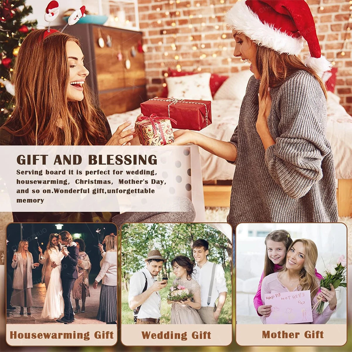 2-Sided Moisture-Proof Wooden Cutting Board + Stainless Steel Kitchen Knives and Cutlery