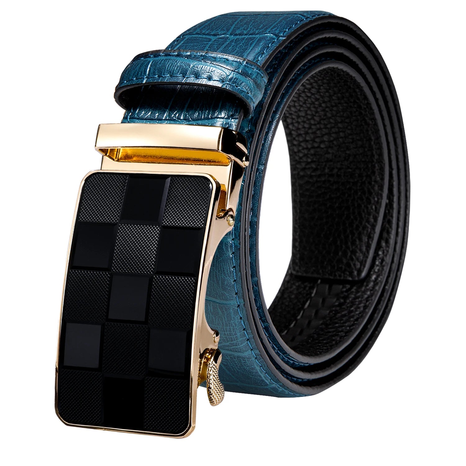 Green Crocodile Leather Belt with Automatic Gold Buckle 2020