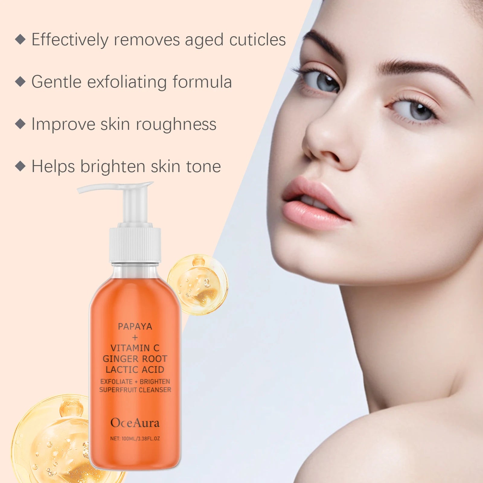 Exfoliating Papaya Cleanser Lotion Cleaning Reduce Facial Dirt Improve Rough Skin Relieve Dullness Brightening Facial Cleanser