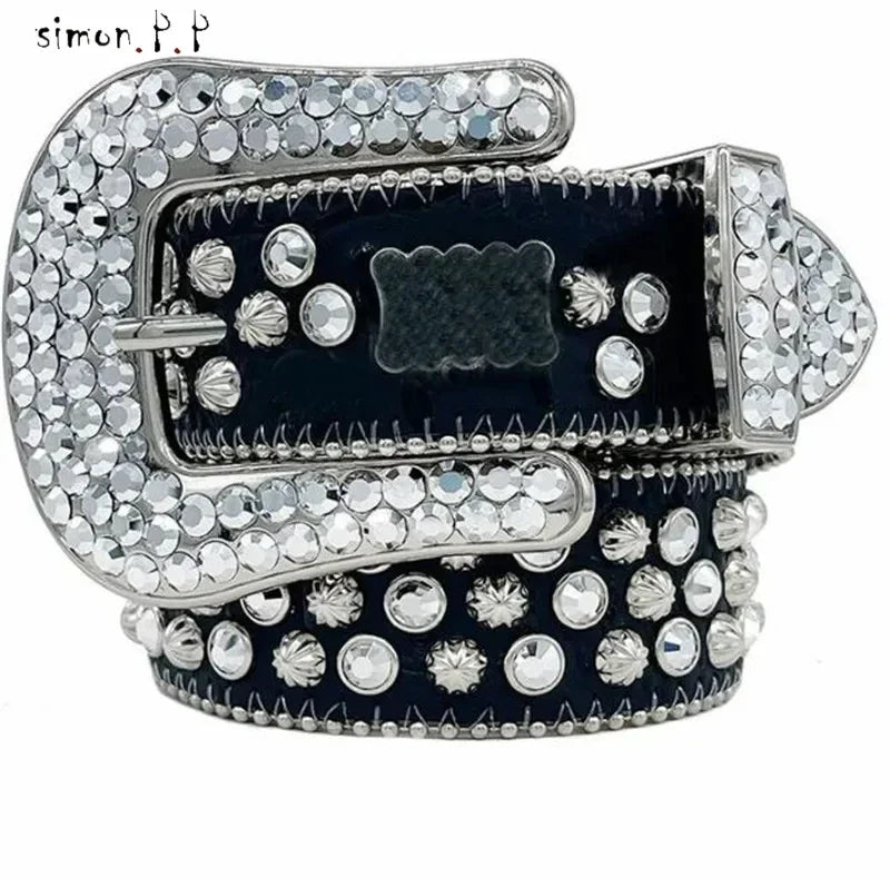 BB Simon belt with luxurious rhinestones for men and women