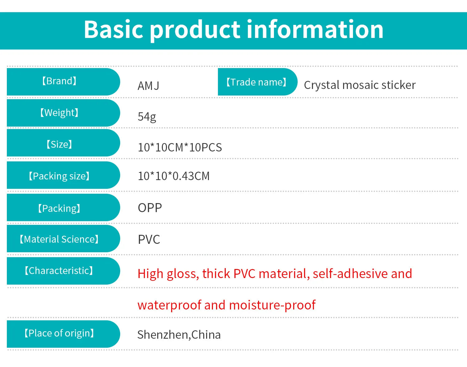 10 Waterproof Marble Mosaic Tile Stickers