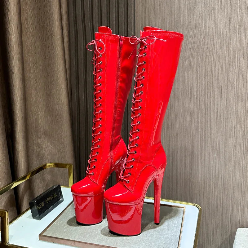 Sexy Red Boots 20CM Thick Sole - Sexy Catwalk Shoes