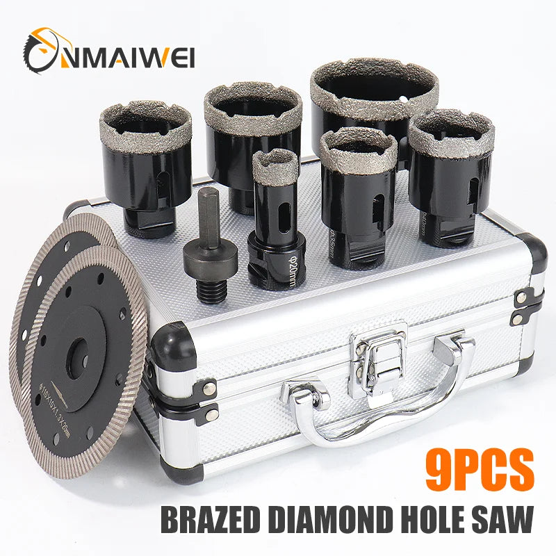 7pcs Angle Grinder Bit Diamond Hole saw Dry Vacuum Brazed Drilling Core Bits Set Porcelain Tiles Granite Marble Hole Saw