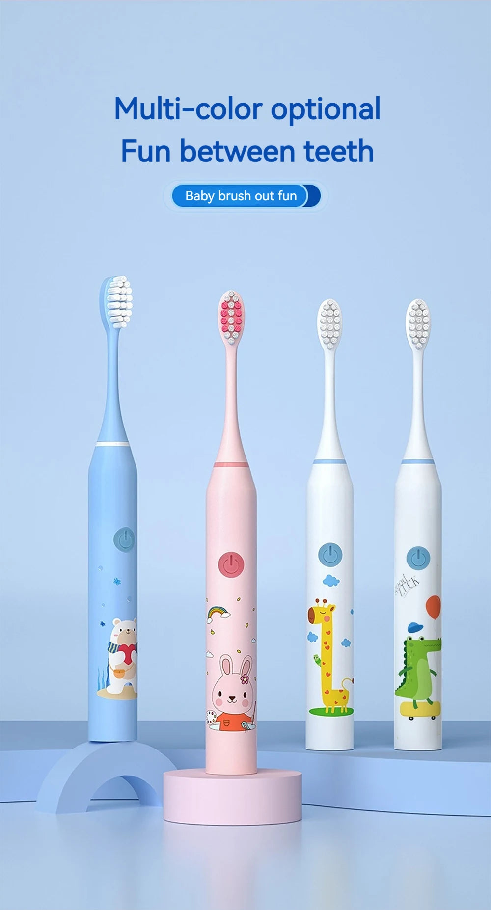 Bàn Chải Đánh Răng Trẻ Em Siêu Âm Vui Nhộn IPX7 - Daisan Mart