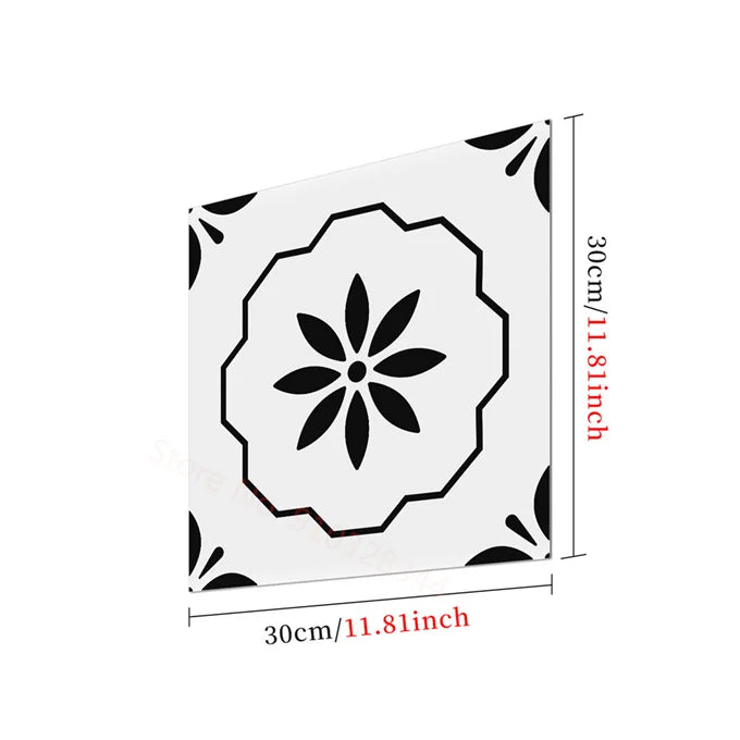 Black And White Mosaic Tiles Marble Texture Floor Sticker Kitchen Floor Renovation Decorative Stickers Self-adhesive Wallpaper