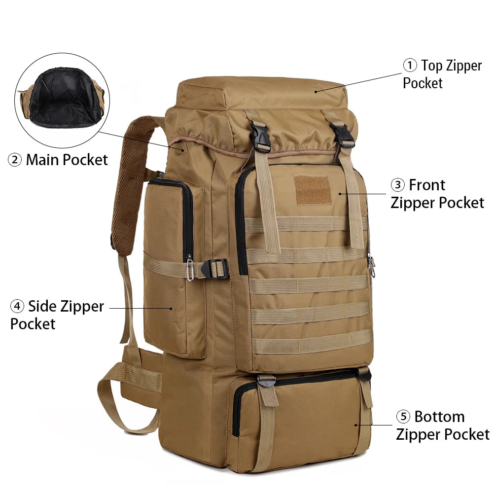 Large Capacity Multi-Functional Waterproof Trekking Backpack