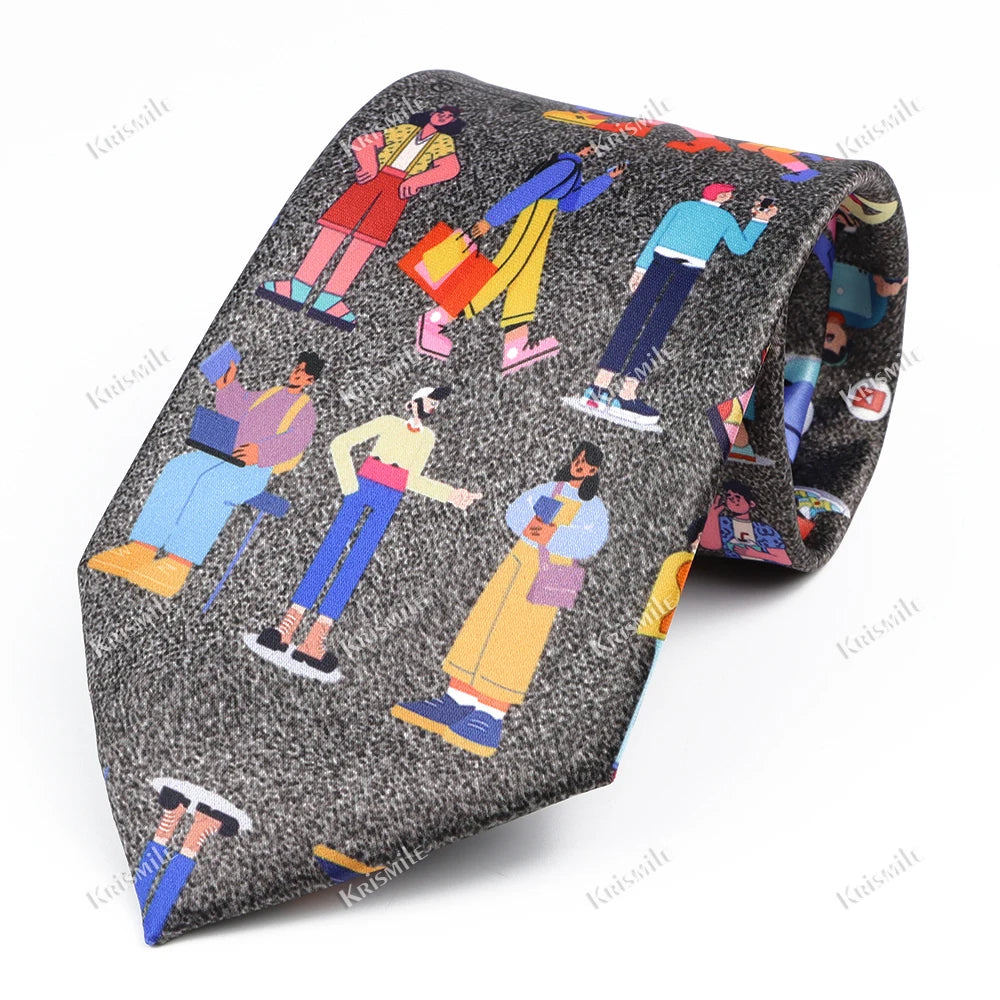 經典藝術圖案真絲領帶，8.5厘米