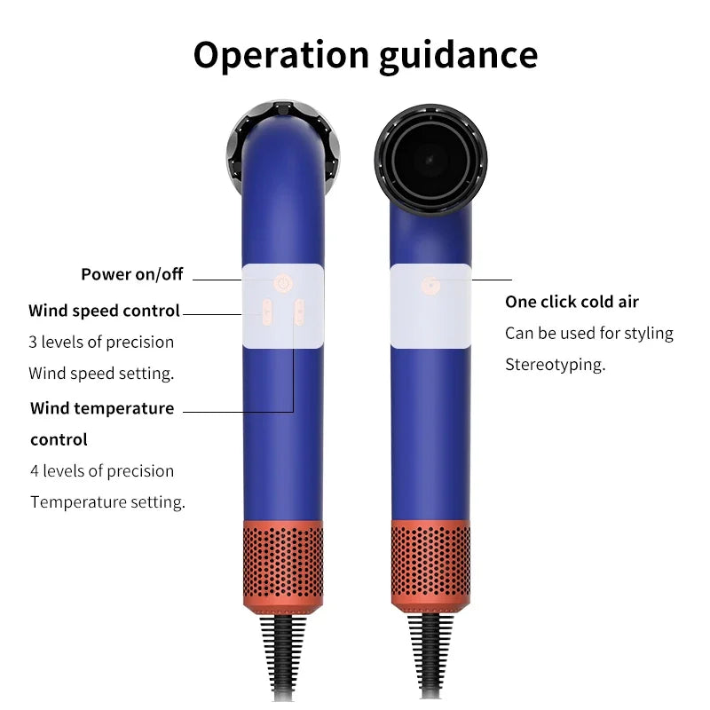 1400W Hair Dryer, Gentle and Quiet, with Multiple Nozzles