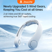 JISULIFE 5000mAh Neck Fan, 5 Speeds, Convenient