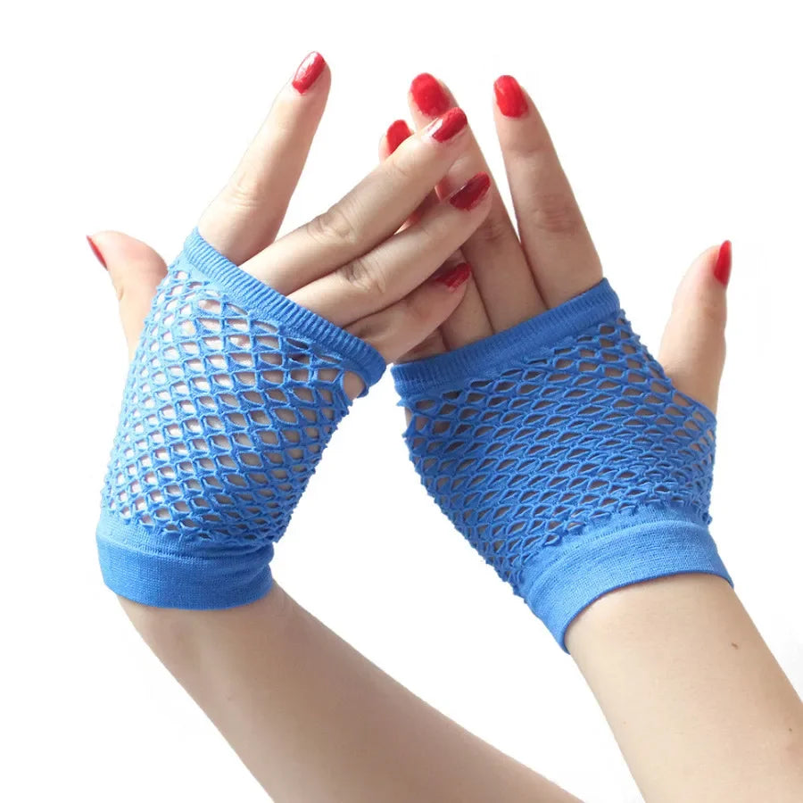New Black Womens Short Fishnet Net Gloves Fingerless Mesh Gloves Punk Rock Fancy Night Club Party Sexy Beautiful Gloves - Daisan Mart