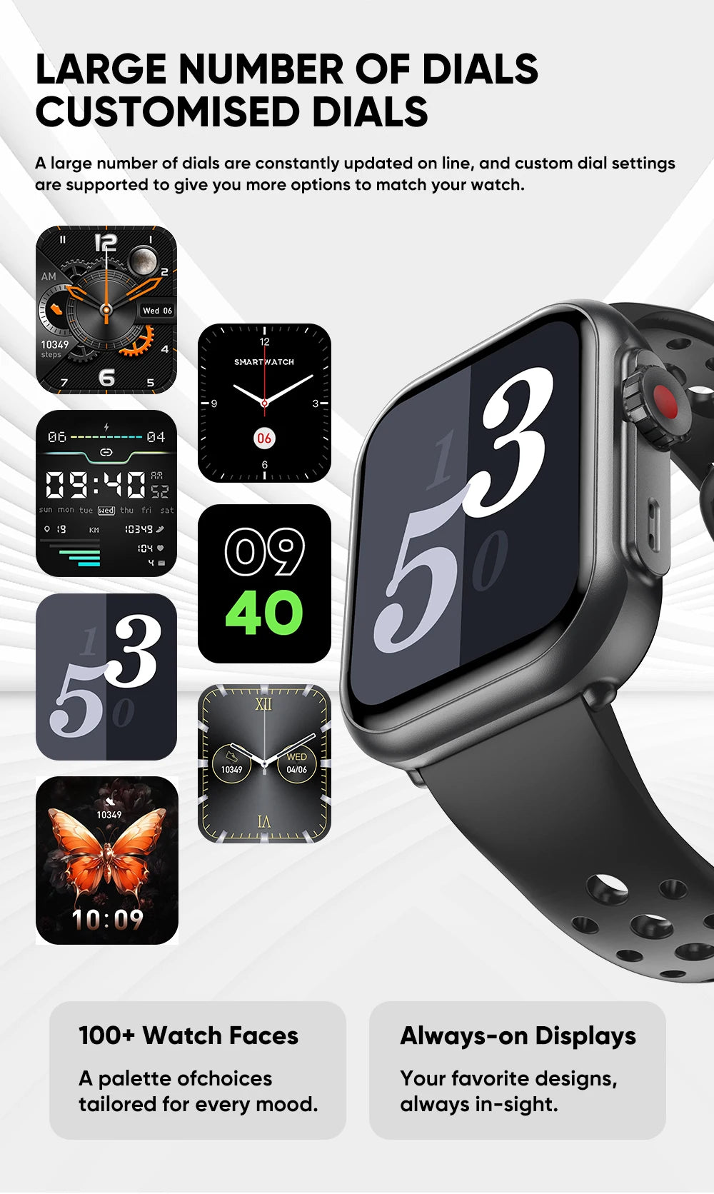 Đồng hồ thông minh HD 1.85, 110+ chế độ thể thao IP68