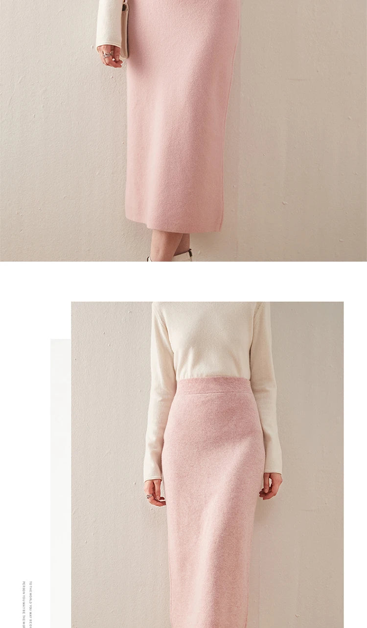 Chân Váy Len Dệt Kim Nữ Mùa Thu Đông Cao Cấp